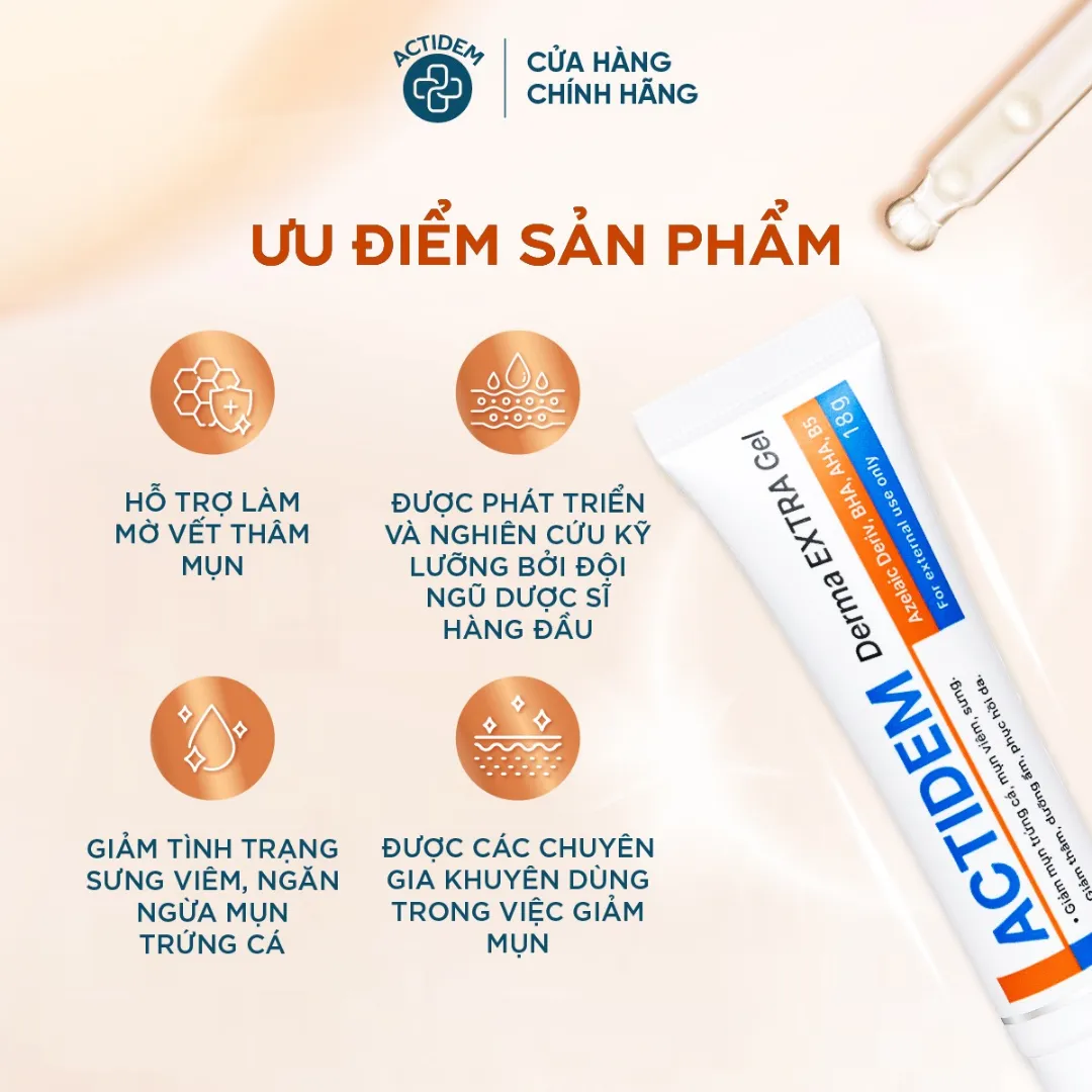 Ưu điểm Gel giảm mụn mờ thâm Actidem Derma Extra Gel