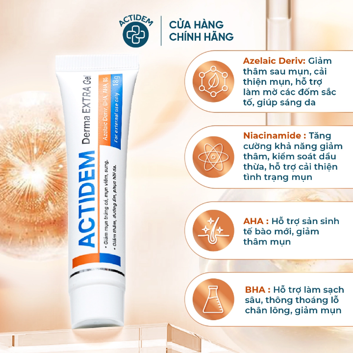 Gel trị mụn giảm thâm Actidem Derma Gel Extra