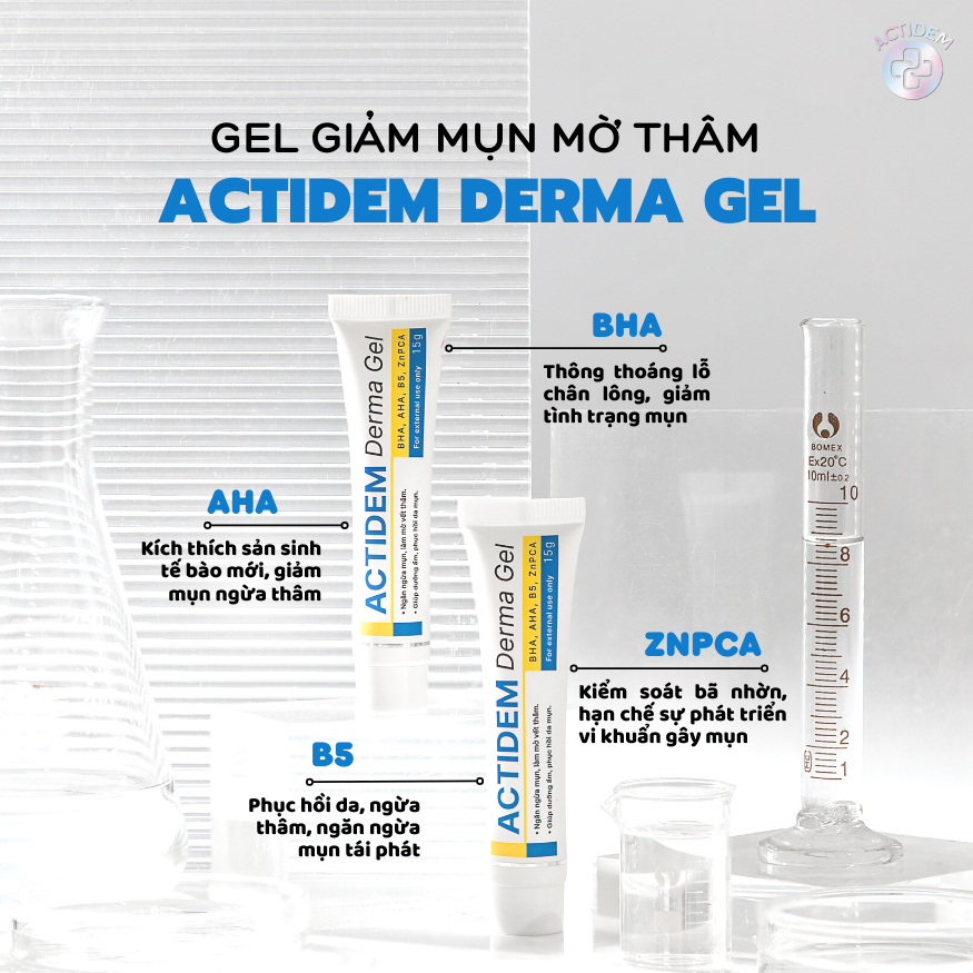 Gel giảm mụn Actidem Derma Gel có công dụng trị mụn ẩn vượt trội
