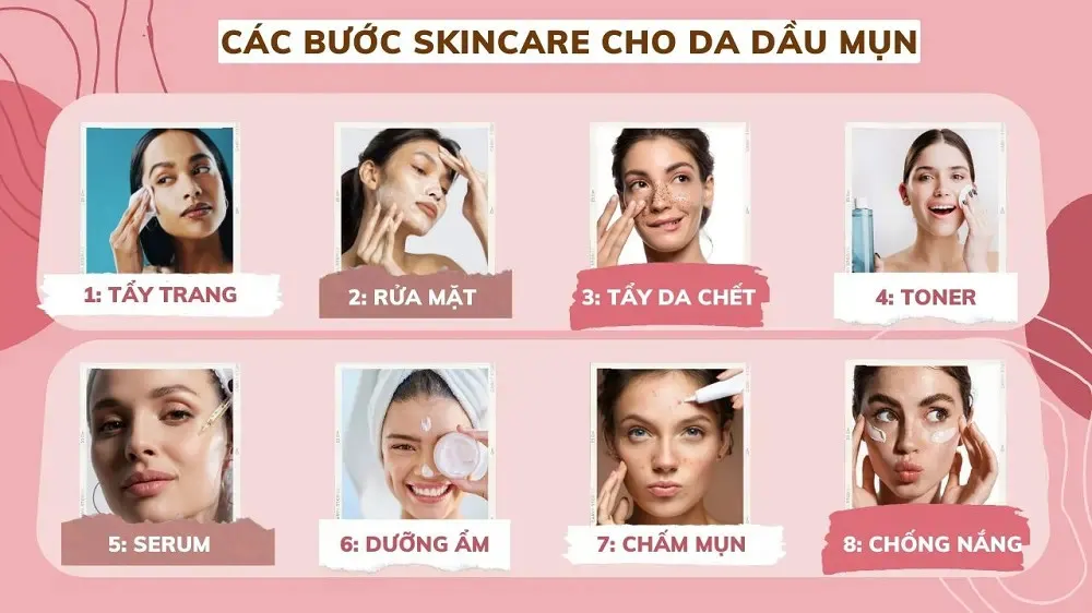 Các bước sử dụng sản phẩm dưỡng Skincare trị mụn hiệu quả