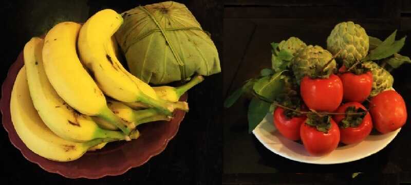 Cốm hồng và chuối