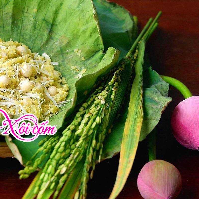 Xôi cốm và hoa sen