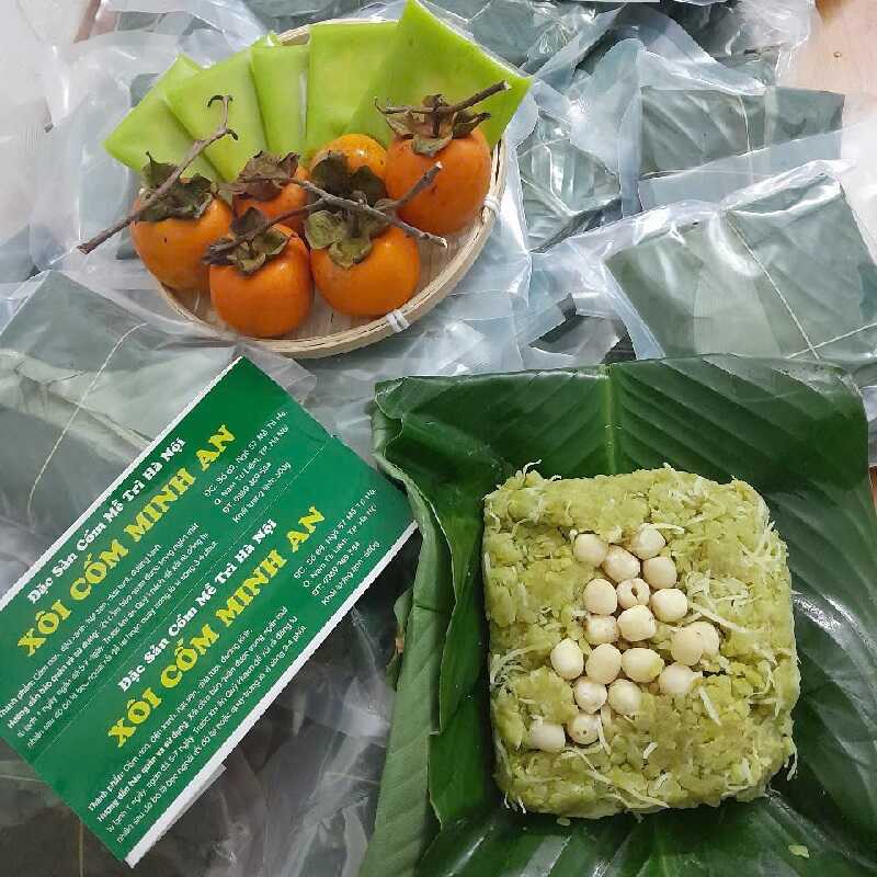 Xôi cốm và quả hồng