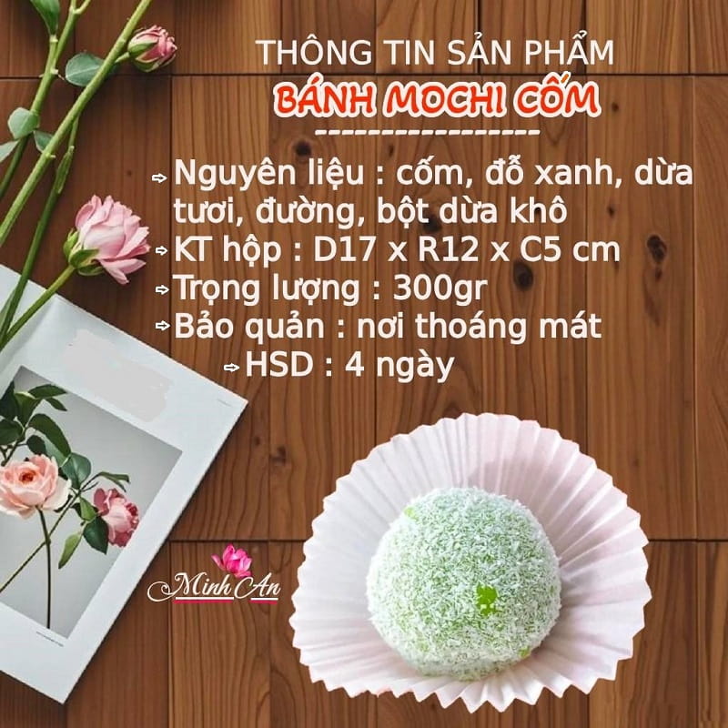 Bánh Mochi cốm (hộp 6 cái)