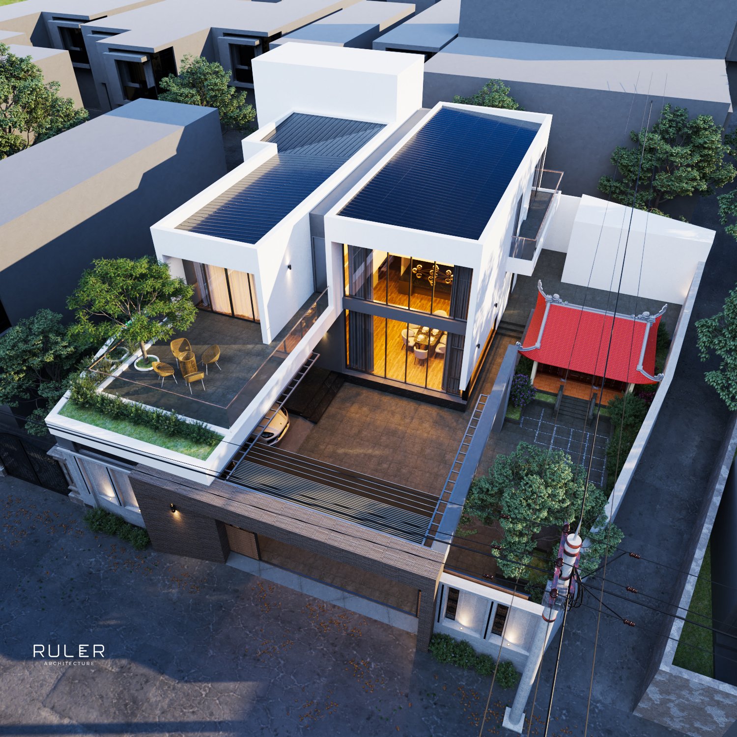 500m2 Visual Thiết kế mẫu Villa 2 tầng đẹp hiện đại trên khuôn viên 500m2