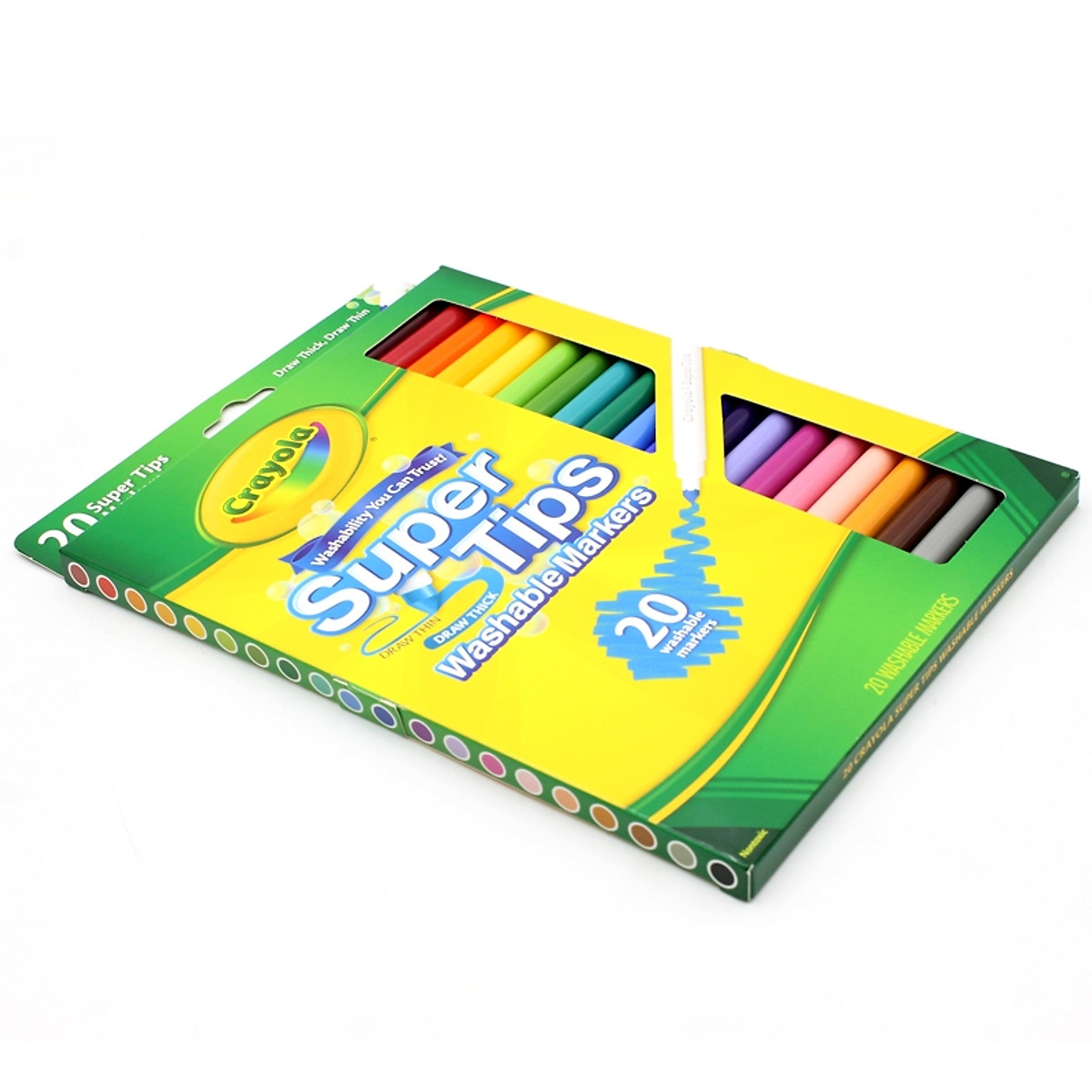 Bộ 20 Màu Bút Lông Crayola Supertips Nét Mảnh - Nét Đậm Có Thể Rửa Được