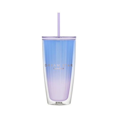 Ly Nhựa 2 Lớp Lock&Lock Kèm Ống Hút Dream Star Double Wall Cold Cup 750Ml - HAP522 (Màu tím)