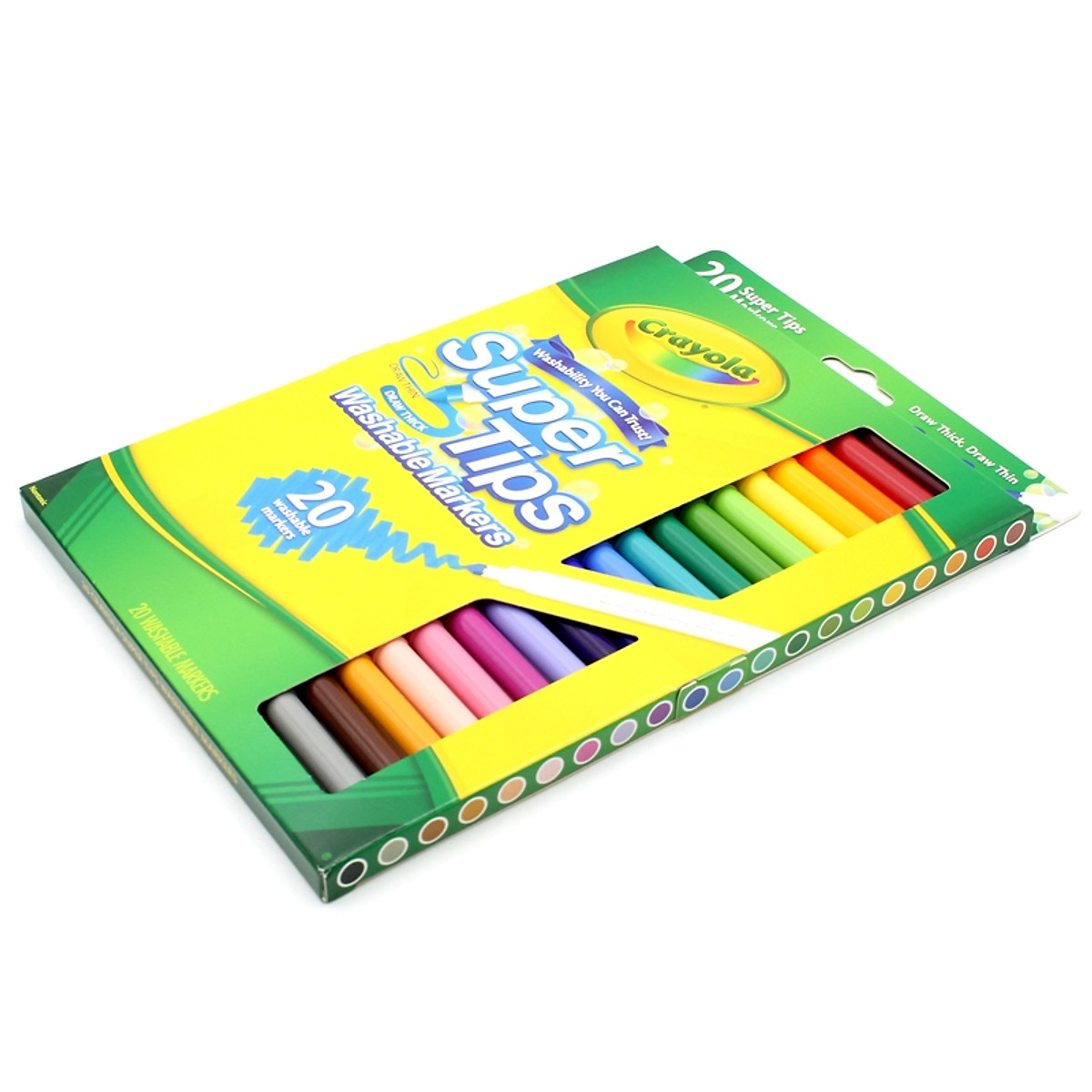 Bộ 20 Màu Bút Lông Crayola Supertips Nét Mảnh - Nét Đậm Có Thể Rửa Được