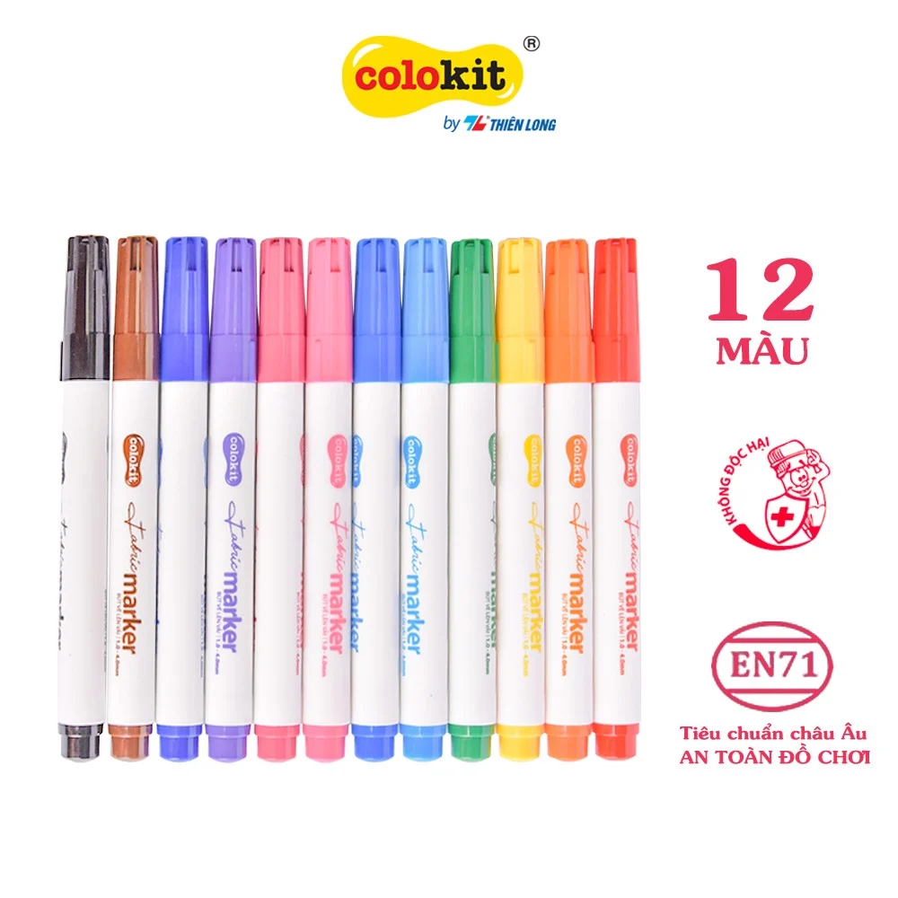 Bút Vẽ Lên Vải Colokit FM-C002 Túi 12 Màu