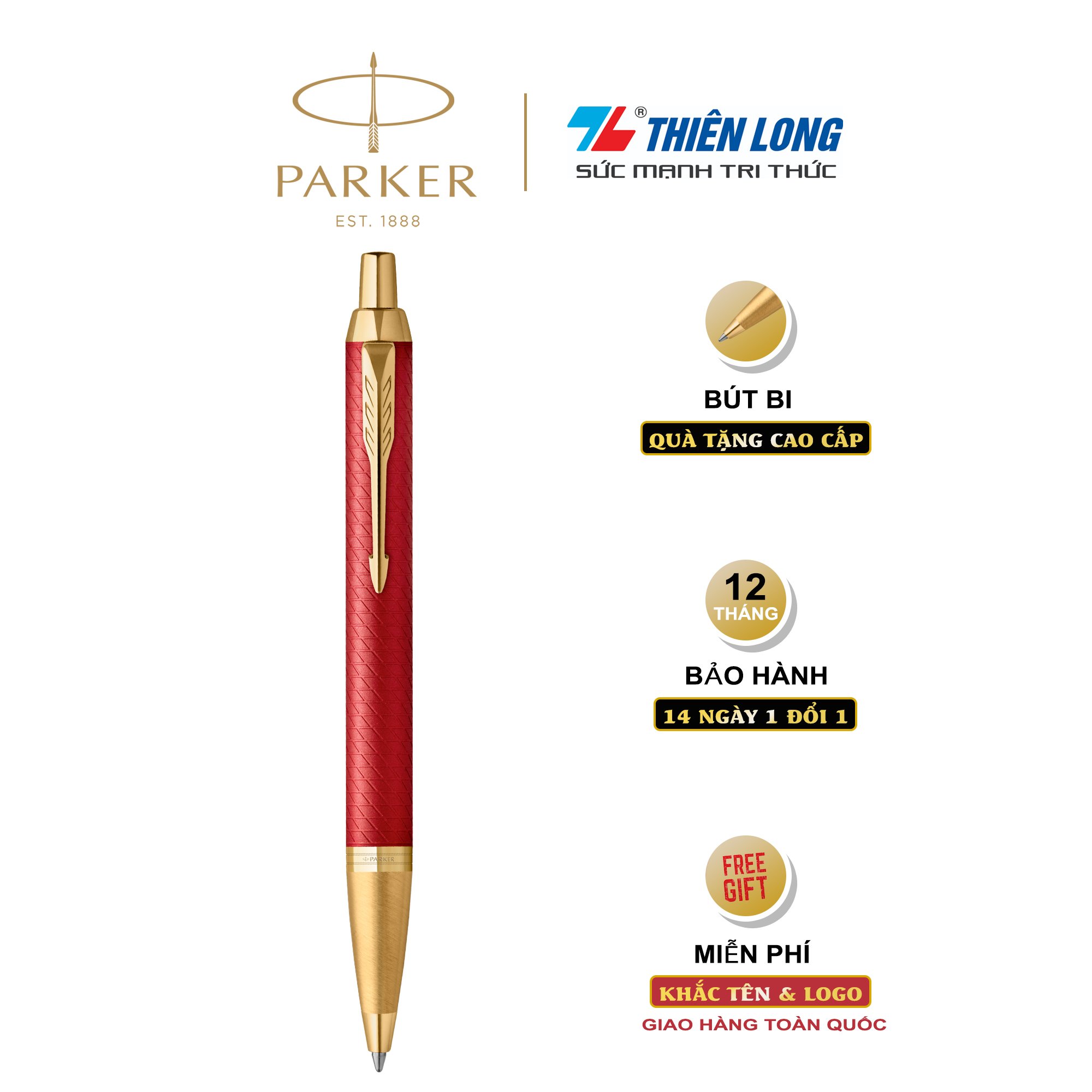 Bút Bi Cao Cấp Parker Im Prm X-Red Gt Gb-2143644 - Thép Không Gỉ
