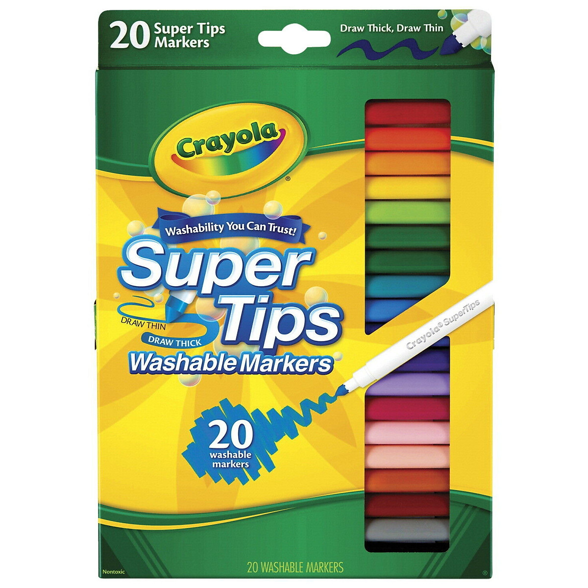 Bộ 20 Màu Bút Lông Crayola Supertips Nét Mảnh - Nét Đậm Có Thể Rửa Được