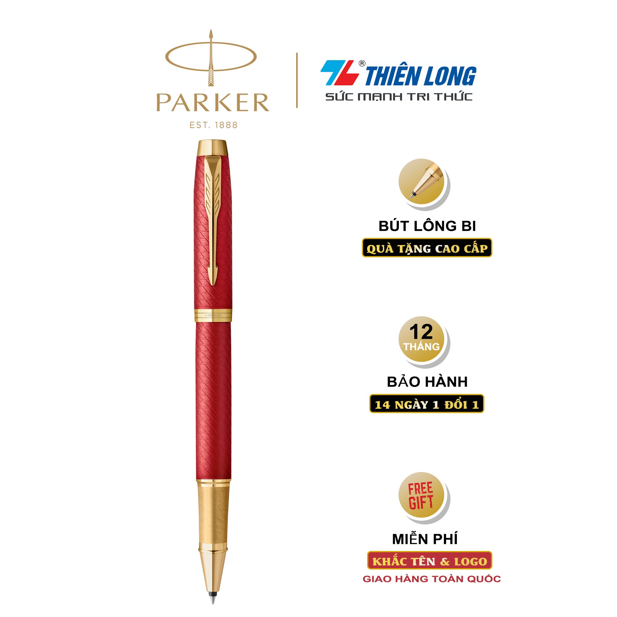 Bút Lông Bi Cao Cấp Parker Im Prm X-Red Gt Tb-2143465 - Thép Không Gỉ