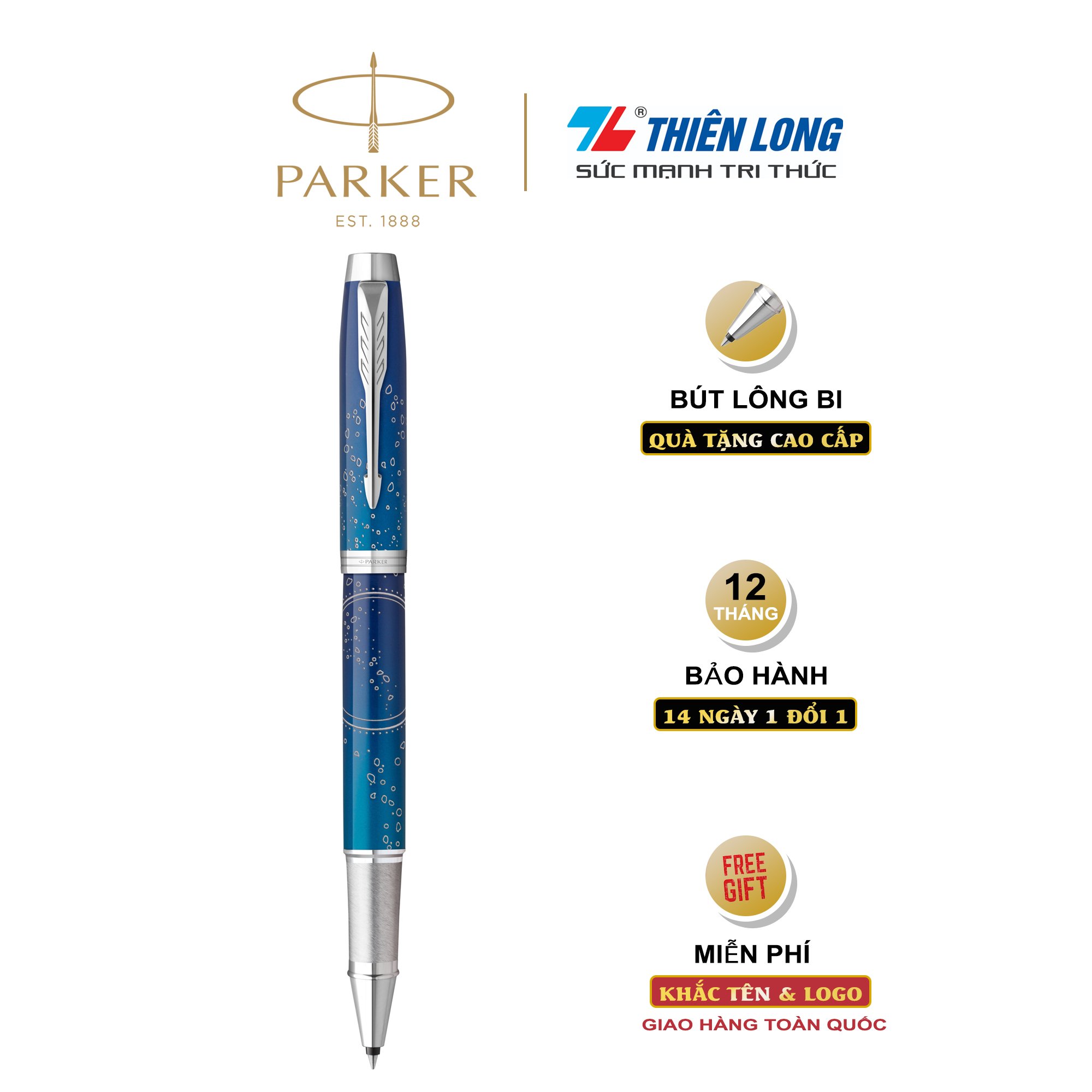 Bút lông bi Parker IM Special Edition Submerge Blue - Thép không gỉ - Ngòi 0.7mm - 2152993Z