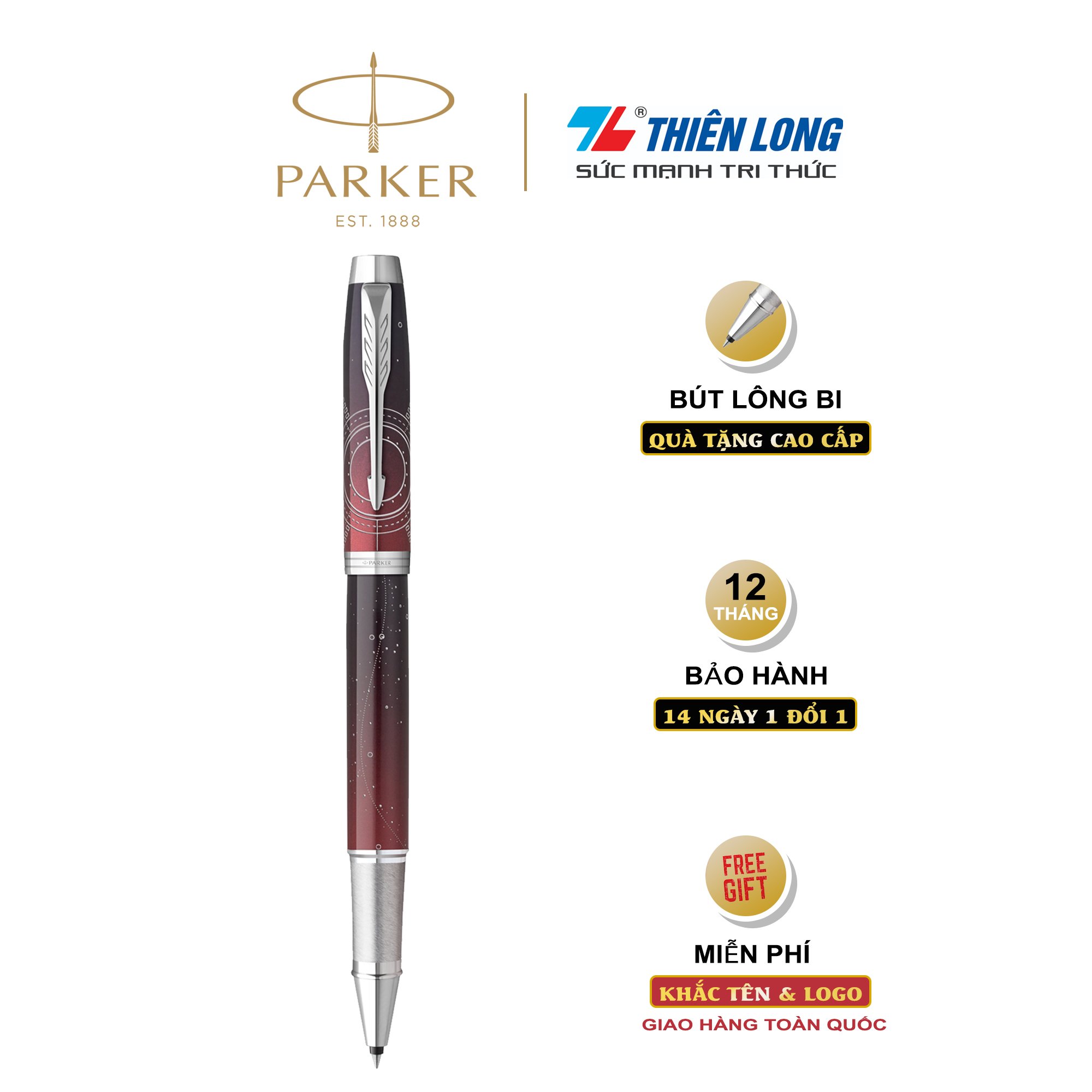 Bút lông bi Parker IM Special Edition Portal Red - Thép không gỉ - Ngòi 0.7mm - 2153000Z