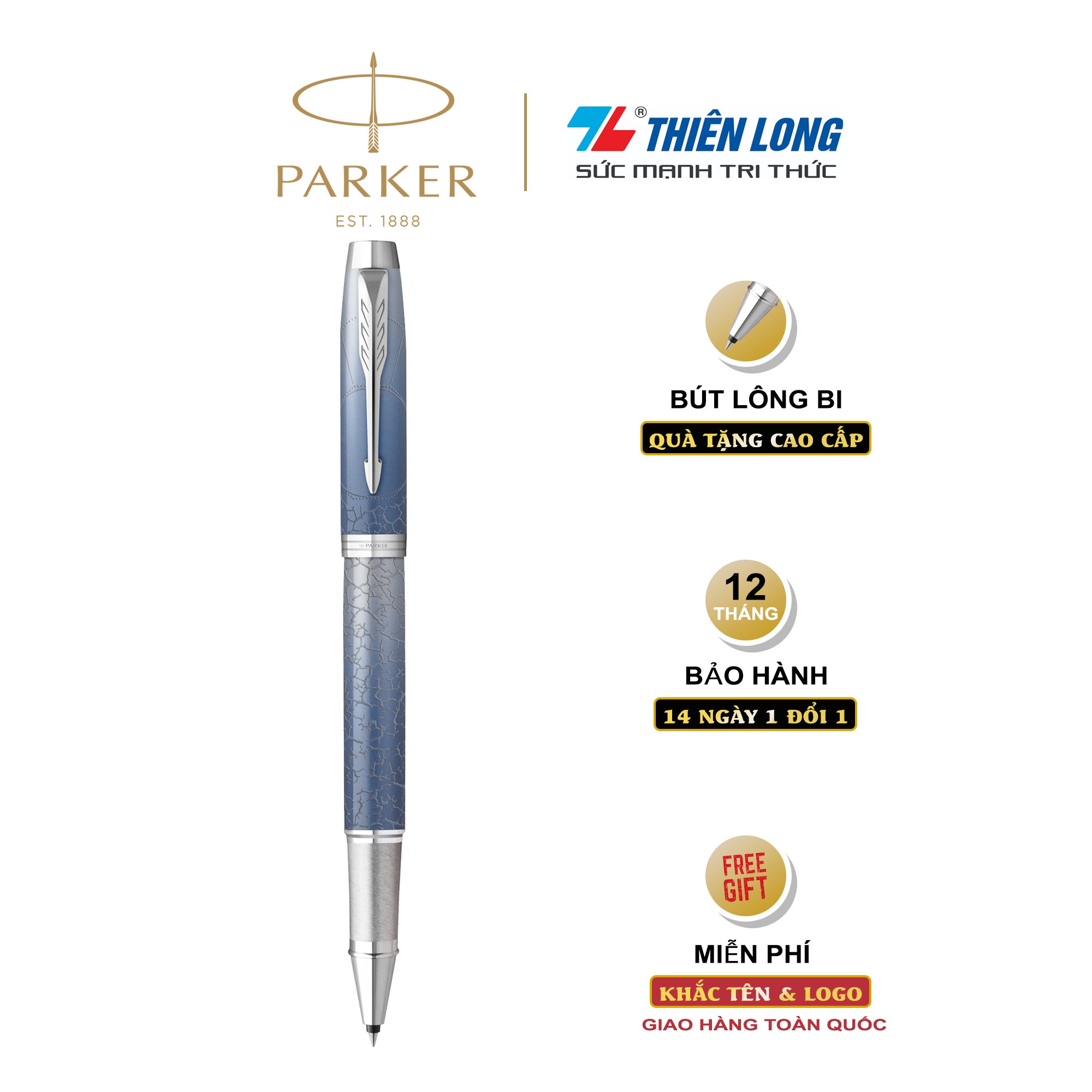 Bút lông bi Parker IM Special Edition Polar Grey - Thép không gỉ - Ngòi 0.7mm - 2153007Z