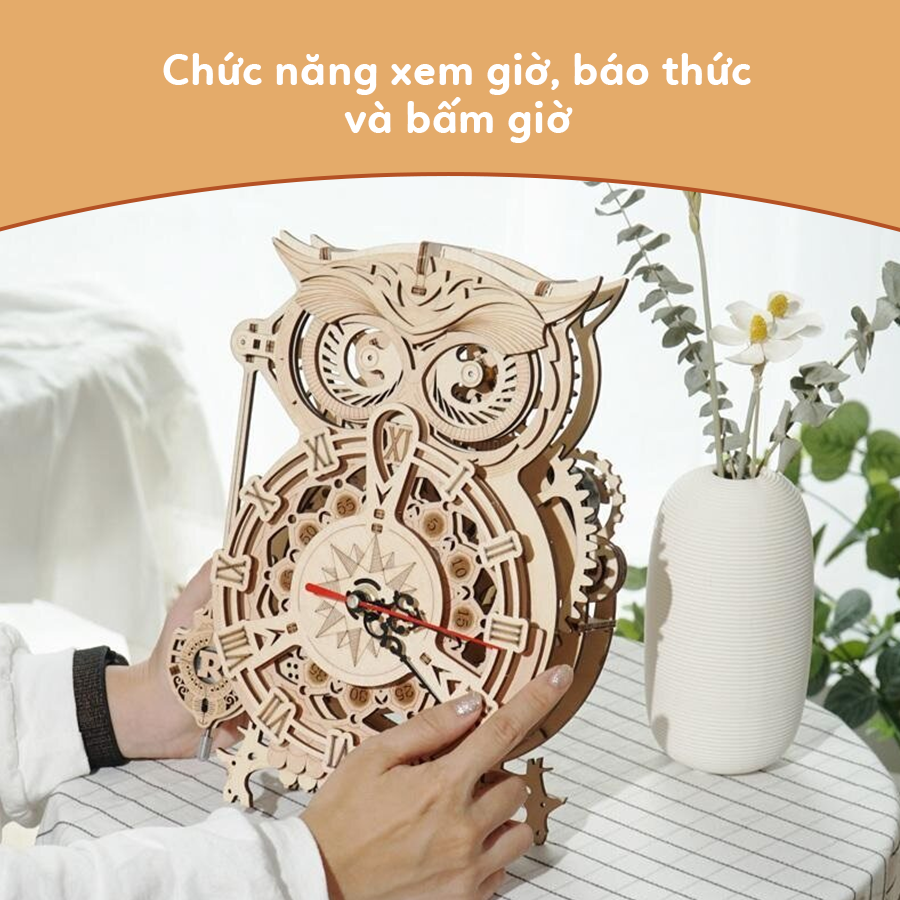 Đồ Chơi Sáng Tạo Lắp Ráp Gỗ 3D Robotime - Đồng Hồ Hình Cú