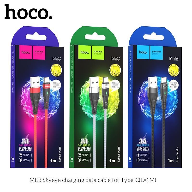 Cáp sạc nhanh đèn3A Hoco ME3 USBtoType C