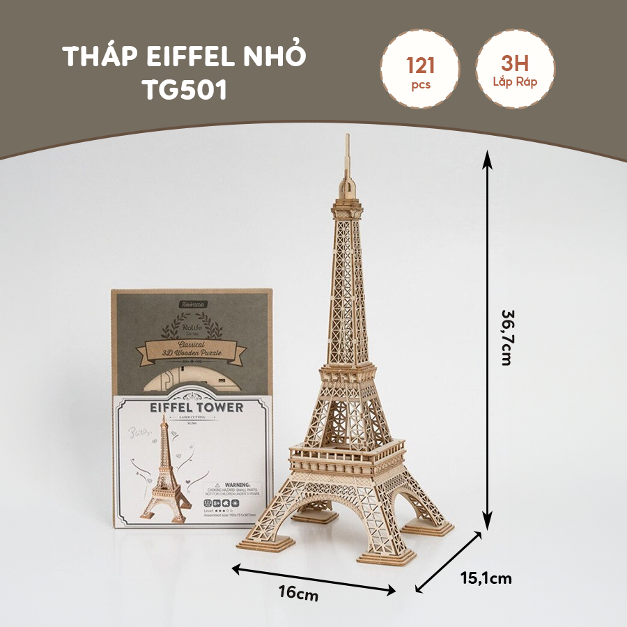 Mô Hình Lắp Ráp Gỗ 3D Robotime Rolife Tháp Eiffel - Night of the Eiffel Tower