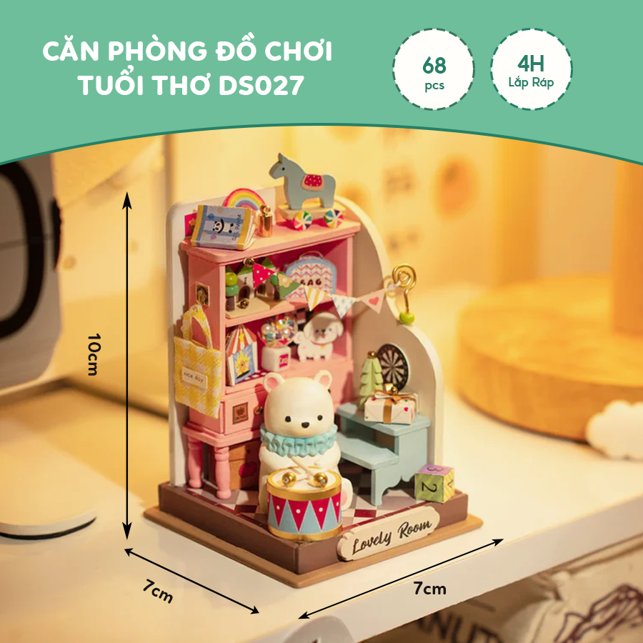 Mô Hình Nhà Búp Bê Mini Tự Làm Bằng Gỗ DIY Robotime Rolife Little & Warm Space Series