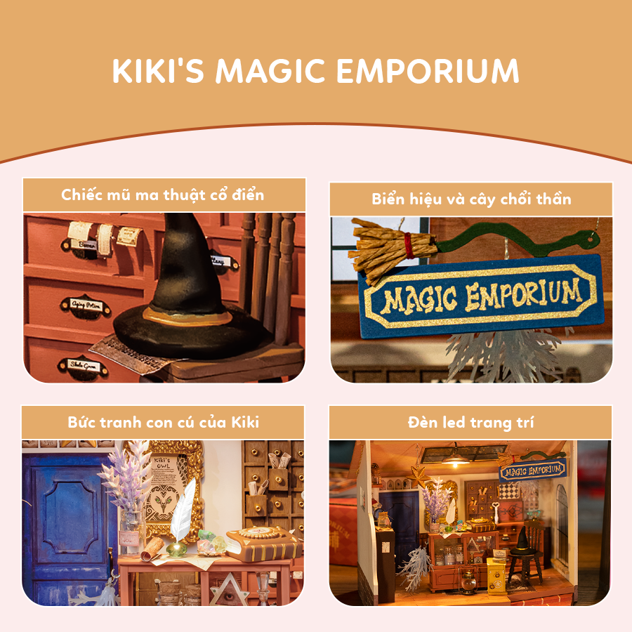 Mô Hình Nhà Búp Bê Gỗ DIY Robotime Rolife Kiki's Magic Emporium