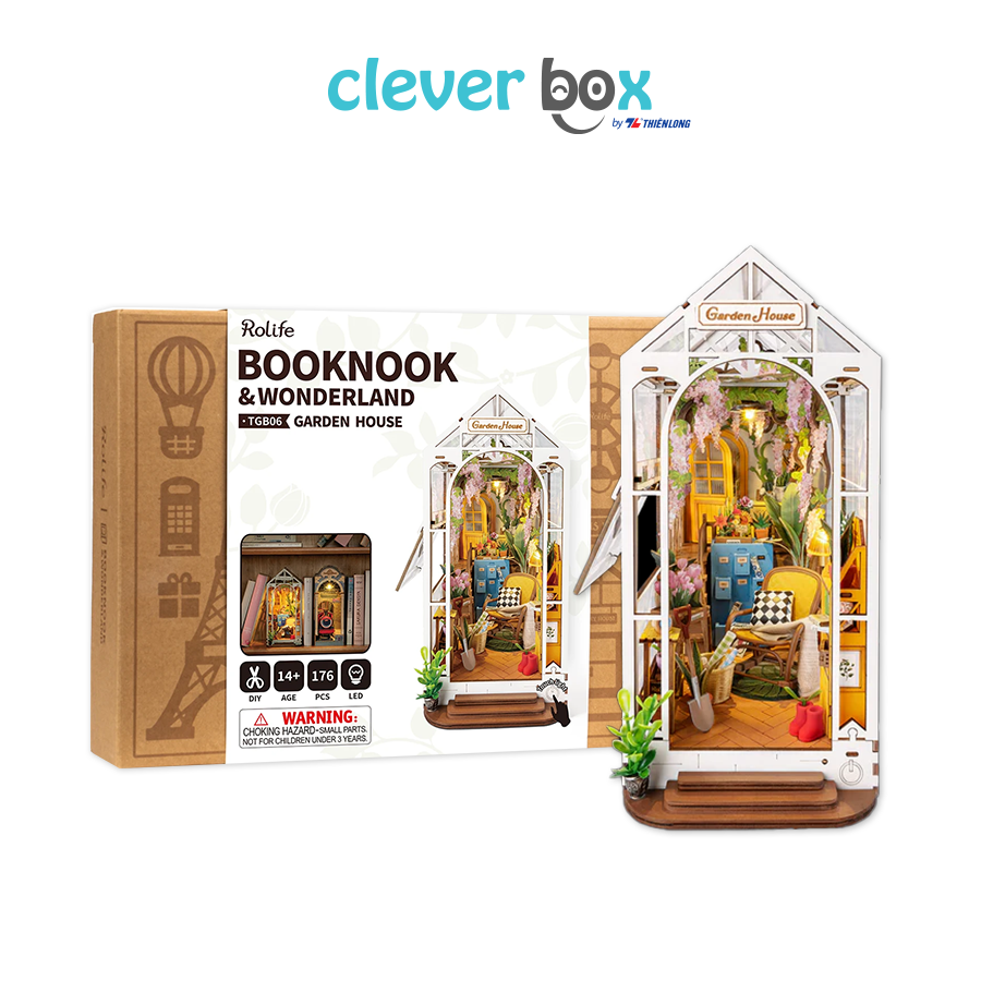 Đồ Chơi Sáng Tạo Lắp Ráp Gỗ 3D, Mô Hình Book Nook Robotime Sakura Densya, Garden House