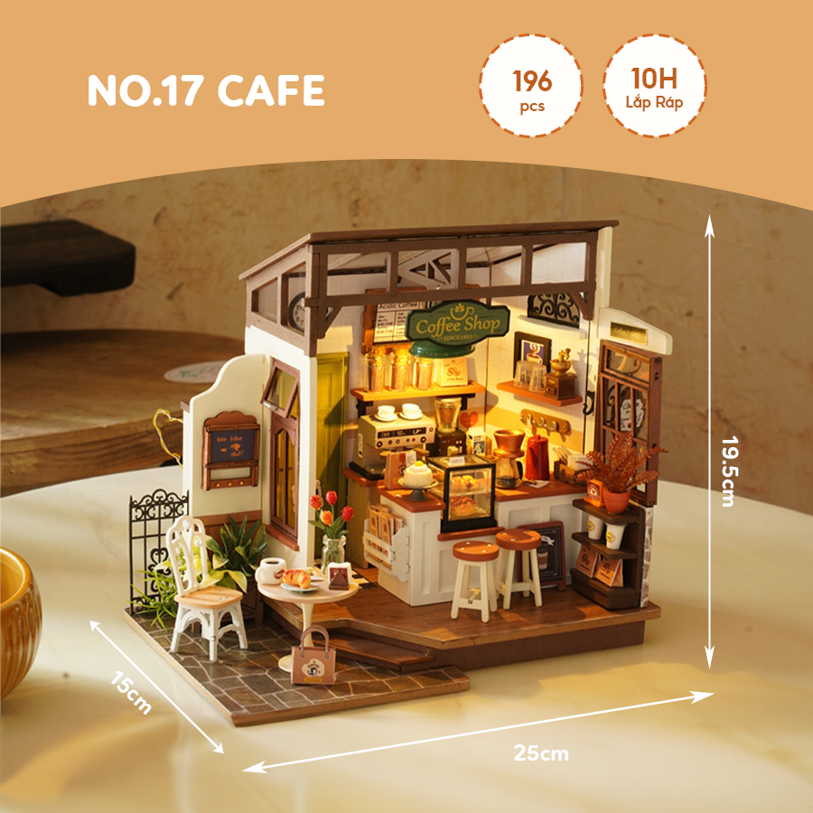 Mô Hình Nhà Búp Bê Gỗ DIY Robotime Rolife Miniature House No 17 Cafe DG162