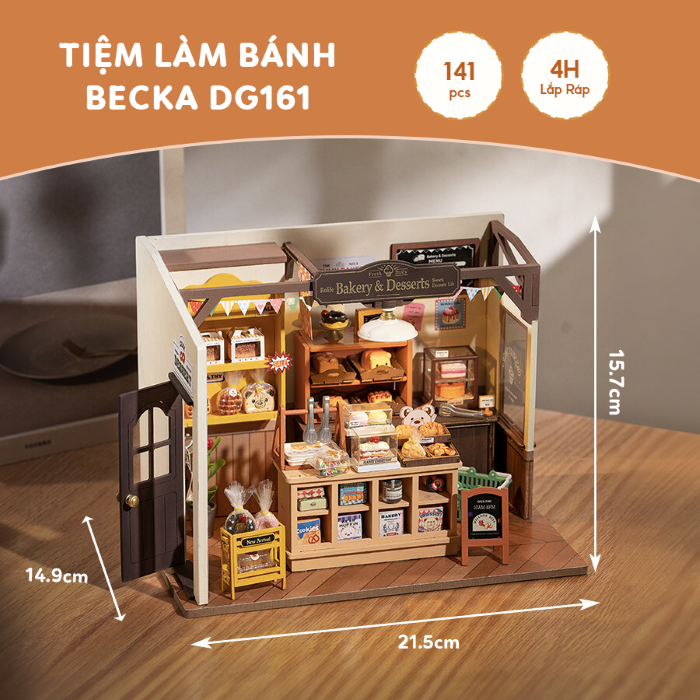 Nhà Búp Bê Robotime Rolife Becka’s Baking House DG161 - Tiệm Bánh Của Becka