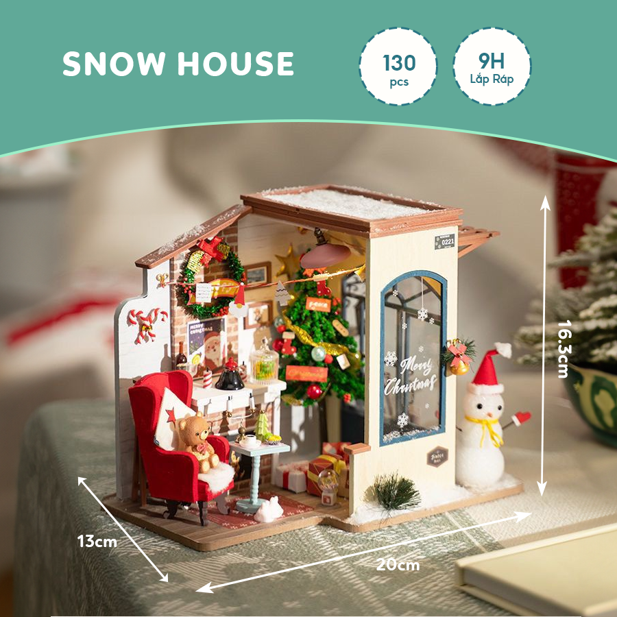 Mô Hình Lắp Ghép Nhà Búp Bê Robotime Snow House DG18 - Ngôi Nhà Tuyết