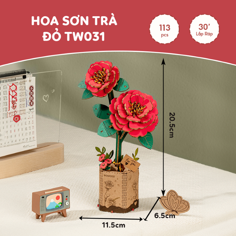 Bó Hoa Lắp Ghép Gỗ 3D Robotime RORK Wooden Flower Bouquet