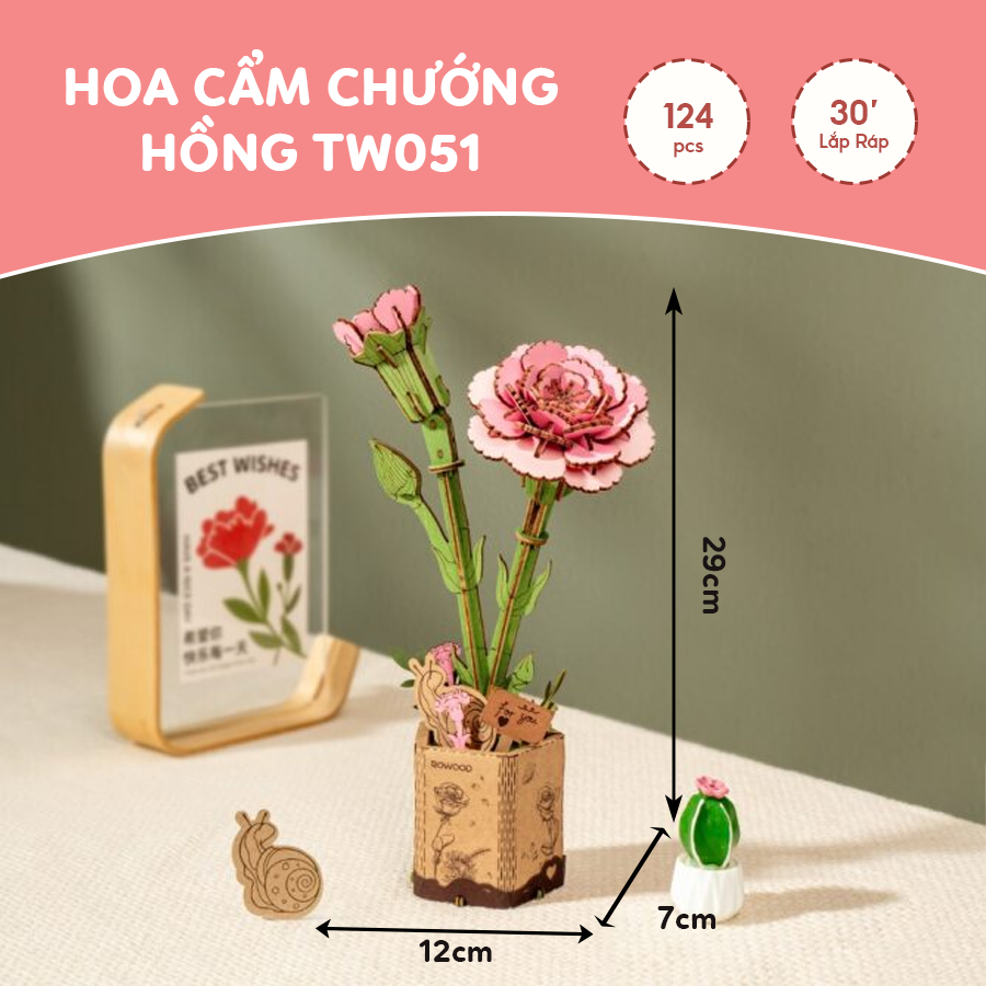 Bó Hoa Lắp Ghép Gỗ 3D Robotime RORK Wooden Flower Bouquet