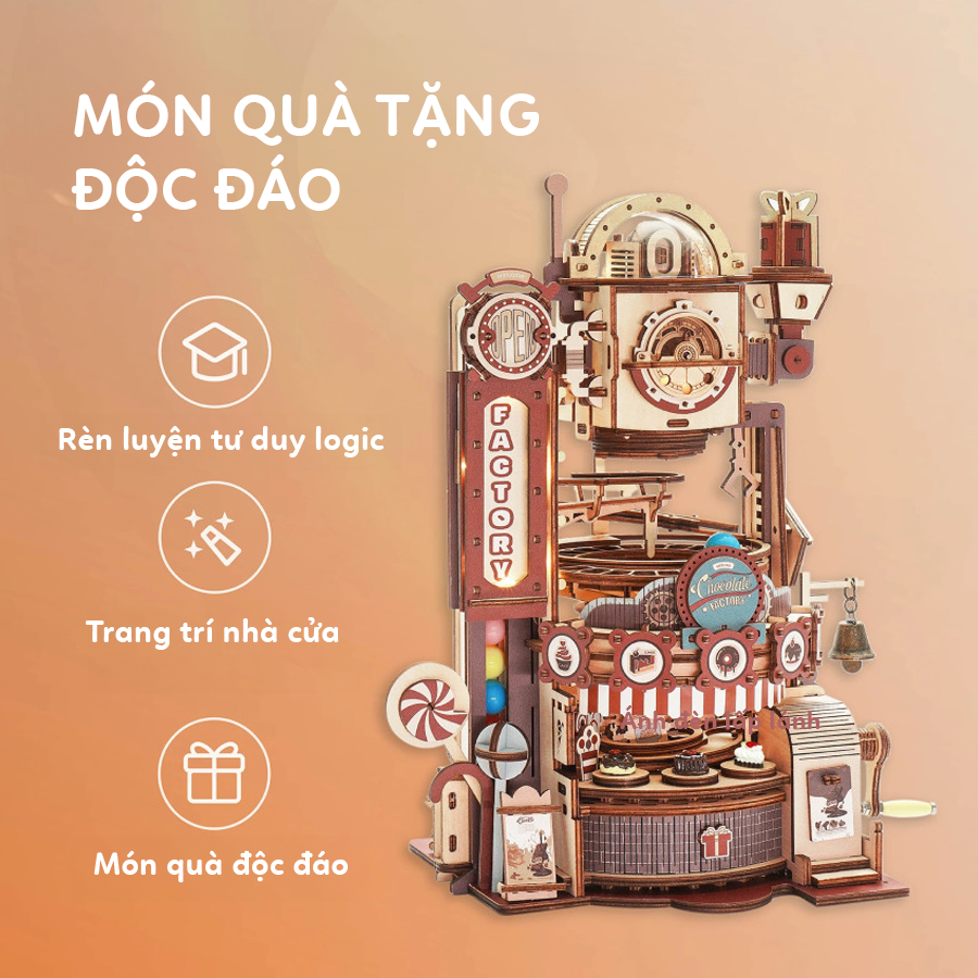 Mô Hình Lắp Ráp Gỗ Robotime ROKR Chocolate Factory LGA02 - Xưởng Sản Xuất Socola