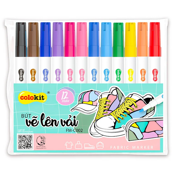 Bút Vẽ Lên Vải Colokit FM-C002 Túi 12 Màu