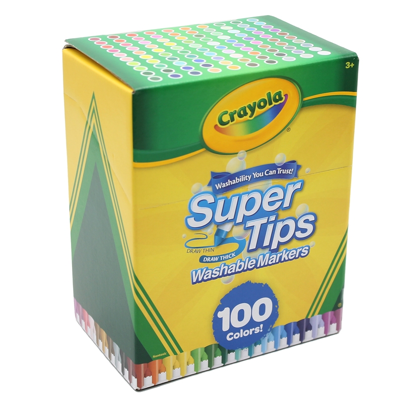 Bộ 100 Màu Bút Lông Crayola Supertips Nét Mảnh - Nét Đậm Có Thể Rửa Được