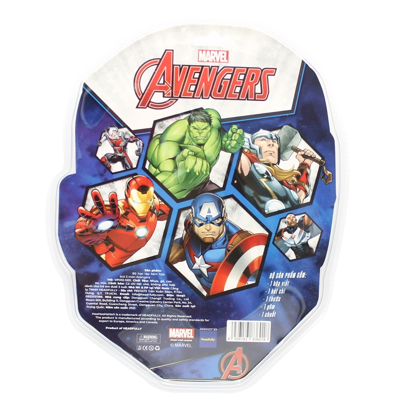 Bộ học tập+hộp bút 5 món Avengers VPH12-1201