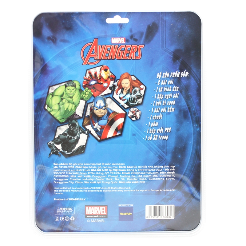 Bộ ghi chú + hộp bút 10 món Avengers VPH12-1203