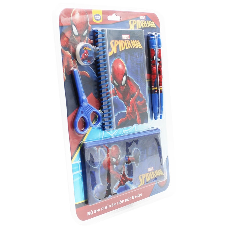 Bộ ghi chú + hộp bút 6 món Spiderman VPH13-1402