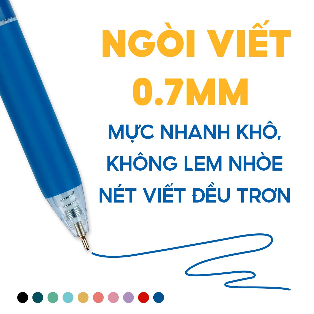 Túi 10 Bút Gel Bấm Nhiều Màu 0.7mm Thiên Long FO-056 Mực Trơn Êm