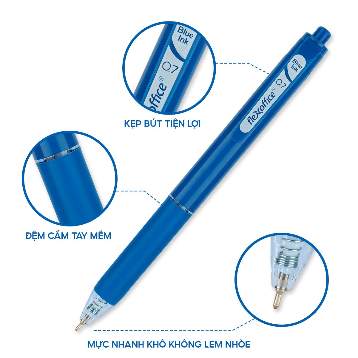 Túi 10 Bút Gel Bấm Nhiều Màu 0.7mm Thiên Long FO-056 Mực Trơn Êm