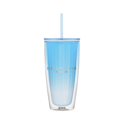 Ly Nhựa 2 Lớp Lock&Lock Kèm Ống Hút Dream Star Double Wall Cold Cup 750Ml - HAP522 (Màu xanh dương)