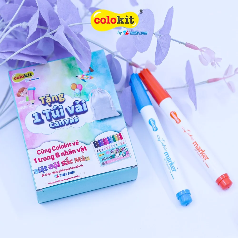 Bút Vẽ Lên Vải Colokit FM-C002 Túi 12 Màu