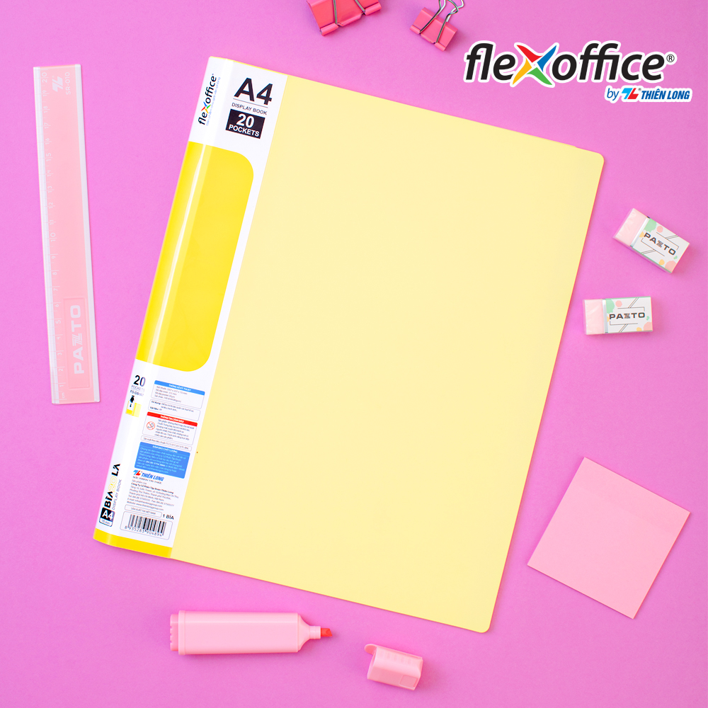 Bìa Hồ Sơ Màu Pastel Flexoffice Fo-Db007/Nđ 20 Lá Nhựa Pp