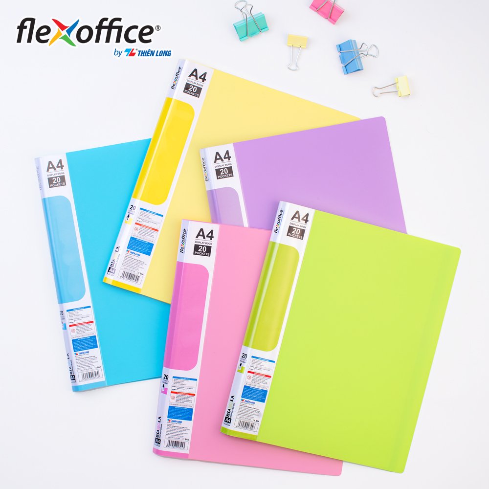 Bìa Hồ Sơ Màu Pastel Flexoffice Fo-Db007/Nđ 20 Lá Nhựa Pp