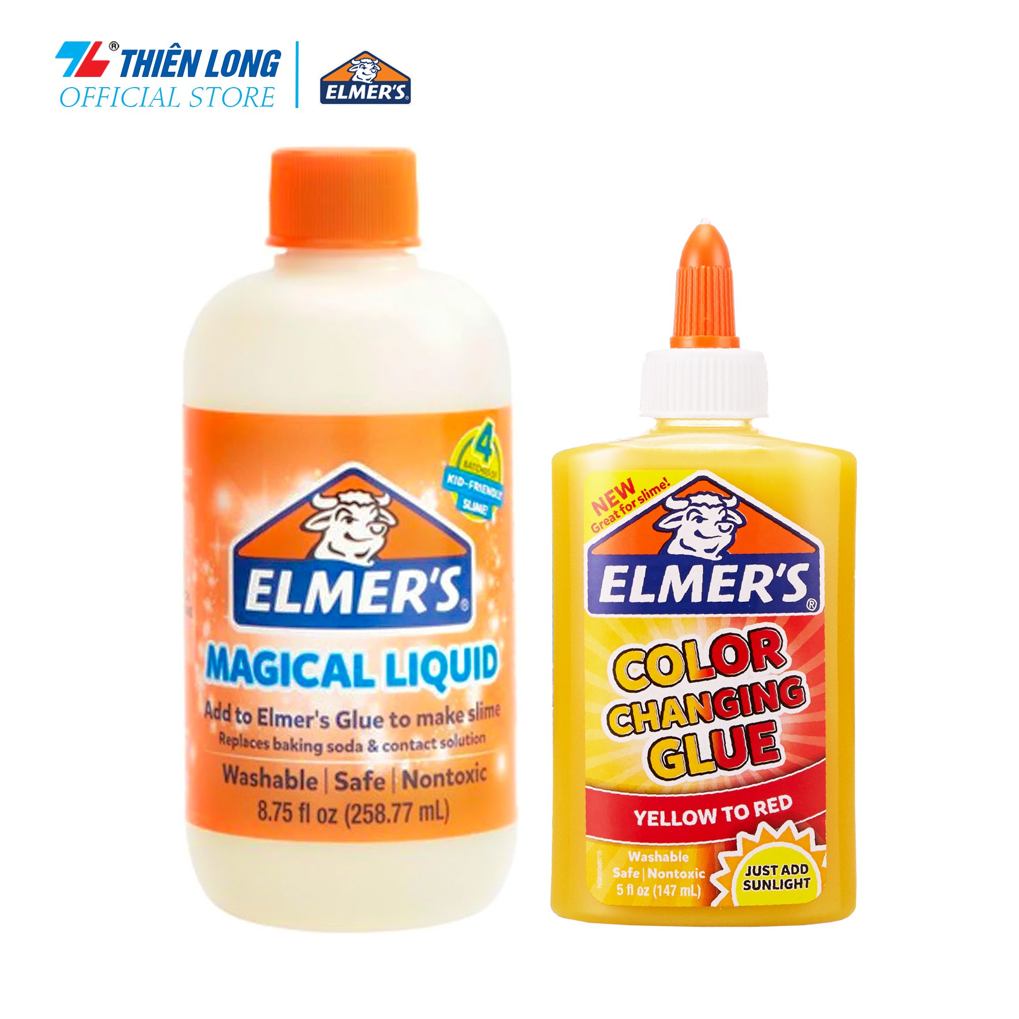 Combo Keo Color Changing Glue Elmer's đổi màu 147ml & Dung dịch Elmer's tạo Slime 258.77ml