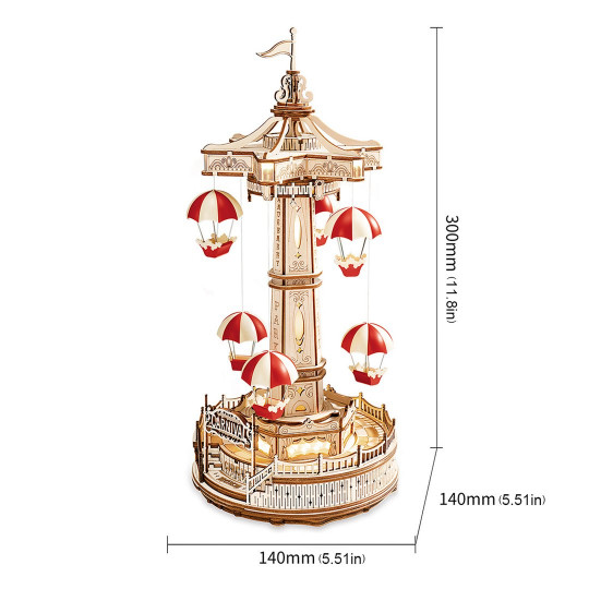 Hộp Nhạc Lắp Ráp Gỗ Robotime ROKR Parachute Tower EA01