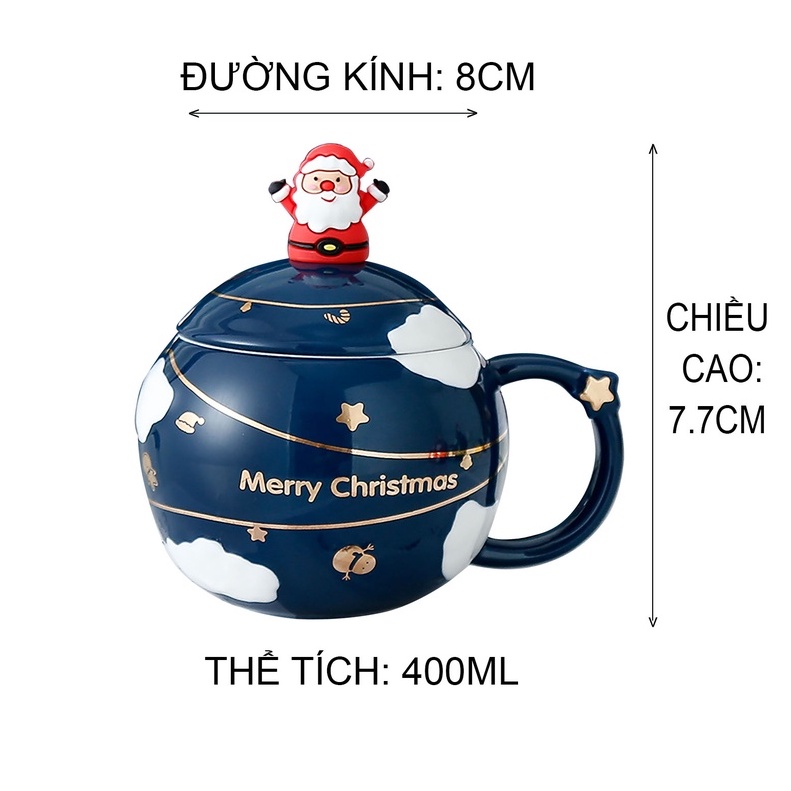 Ly sứ họa tiết Ông Già Noel nắp CUP0013 (giao màu ngẫu nhiên)