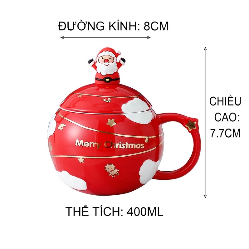 Ly sứ họa tiết Ông Già Noel nắp CUP0013 (giao màu ngẫu nhiên)