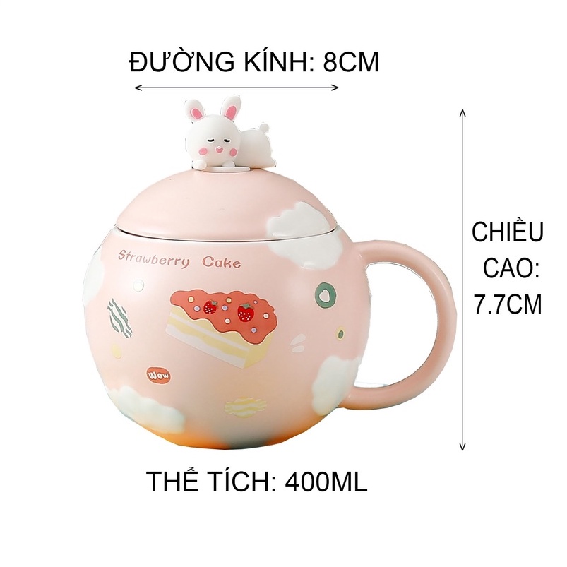 Ly sứ họa tiết Thỏ nắp CUP0012 (giao màu ngẫu nhiên)