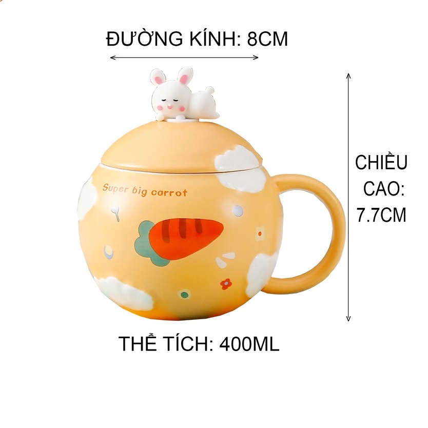 Ly sứ họa tiết Thỏ nắp CUP0012 (giao màu ngẫu nhiên)