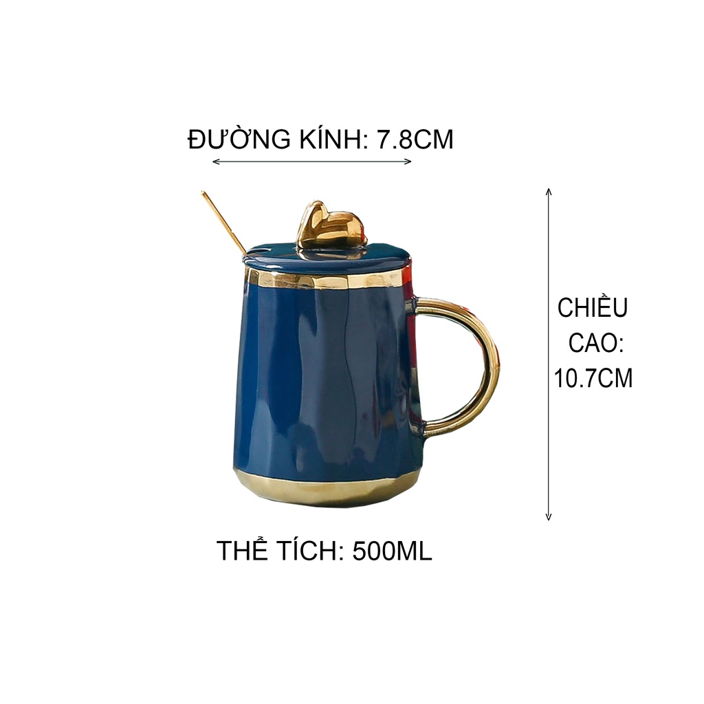 Ly sứ màu nắp Thỏ vàng + muỗng CUP0037 (giao mẫu ngẫu nhiên)