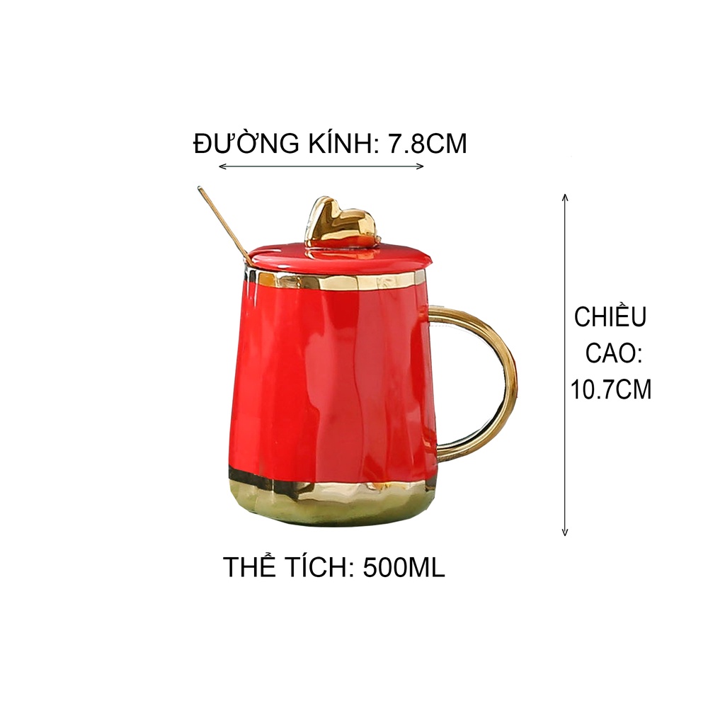 Ly sứ màu nắp Thỏ vàng + muỗng CUP0037 (giao mẫu ngẫu nhiên)